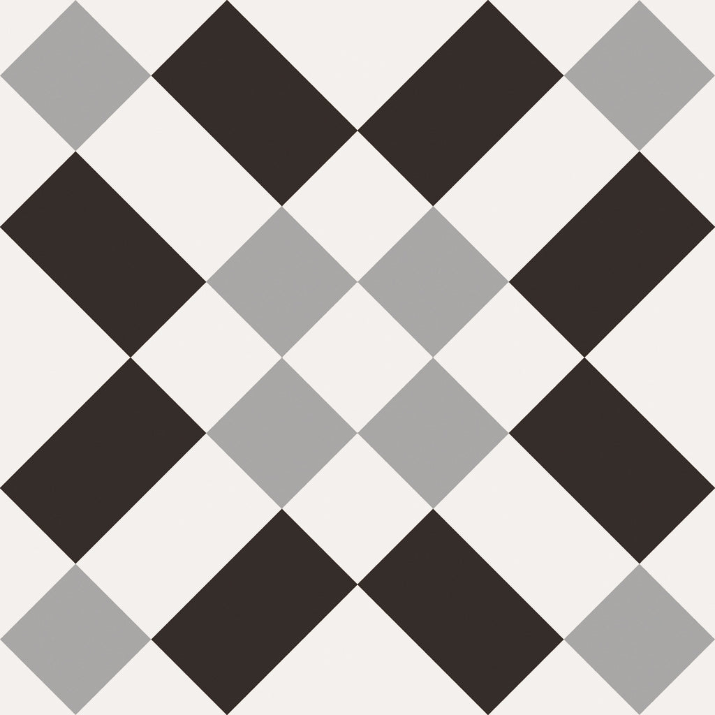 7 Sq Ft Box of Patchwork Porcelain 8 x 8 Cement Look Tiles - Black and White 02