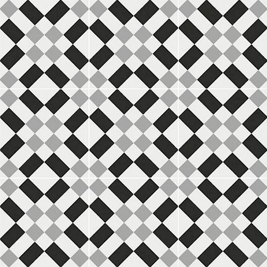 7 Sq Ft Box of Patchwork Porcelain 8 x 8 Cement Look Tiles - Black and White 02