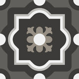 7 Sq Ft Box of Patchwork Porcelain 8 x 8 Cement Look Tiles - Black and White 04