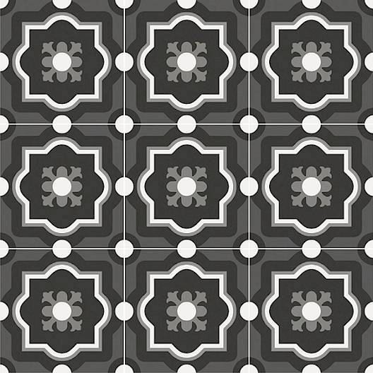 7 Sq Ft Box of Patchwork Porcelain 8 x 8 Cement Look Tiles - Black and White 04