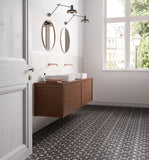 7 Sq Ft Box of Patchwork Porcelain 8 x 8 Cement Look Tiles - Black and White 04