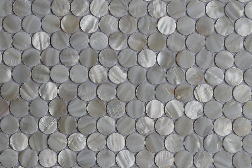 Mother of Pearl Oyster White 1 Inch Circle Mosaic Tiles - Rocky Point Tile - Glass and Mosaic Tile Store