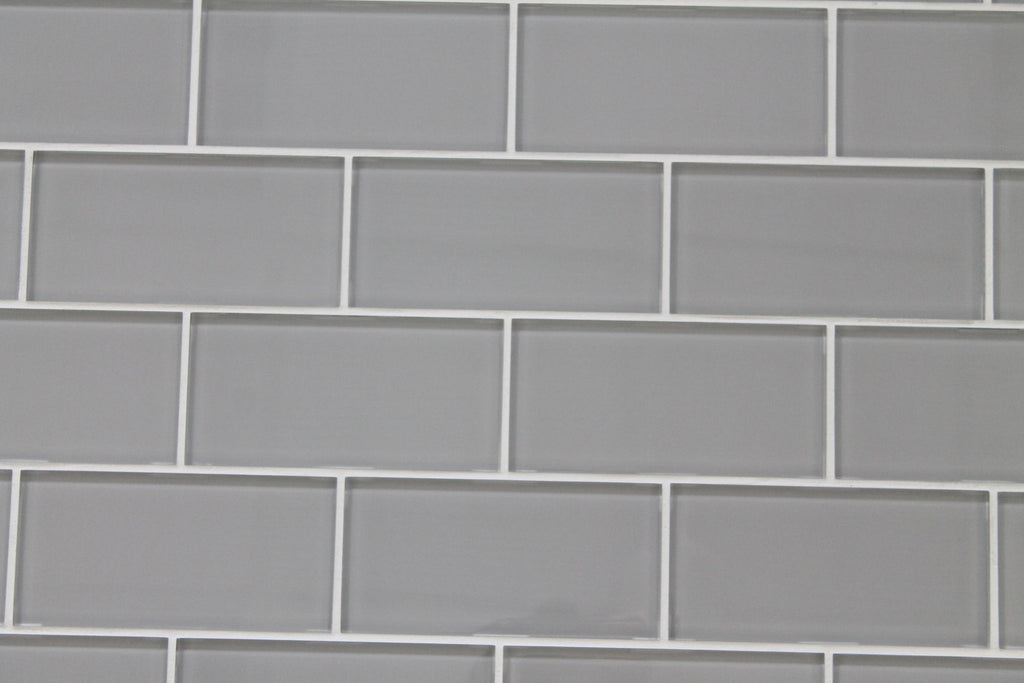 Pearl Gray 3x6 Glass Subway Tiles - Rocky Point Tile - Glass and Mosaic Tile Store