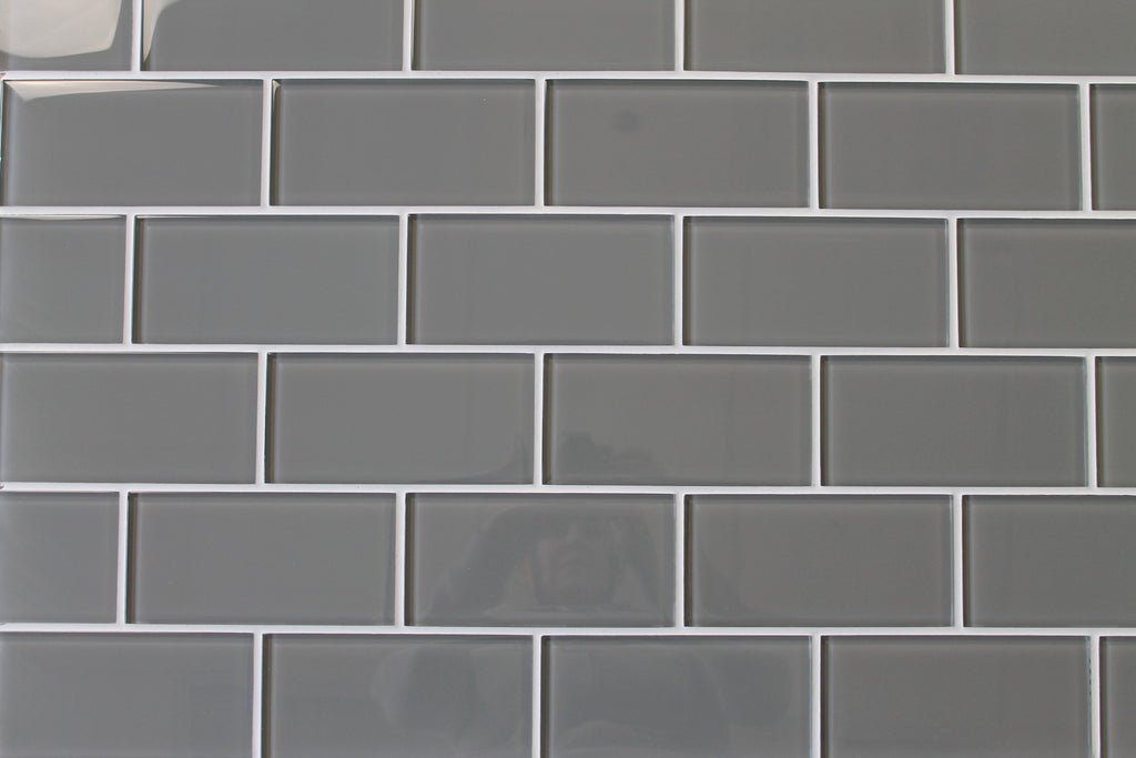 Pebble Gray 3x6 Glass Subway Tiles - Rocky Point Tile - Glass and Mosaic Tile Store