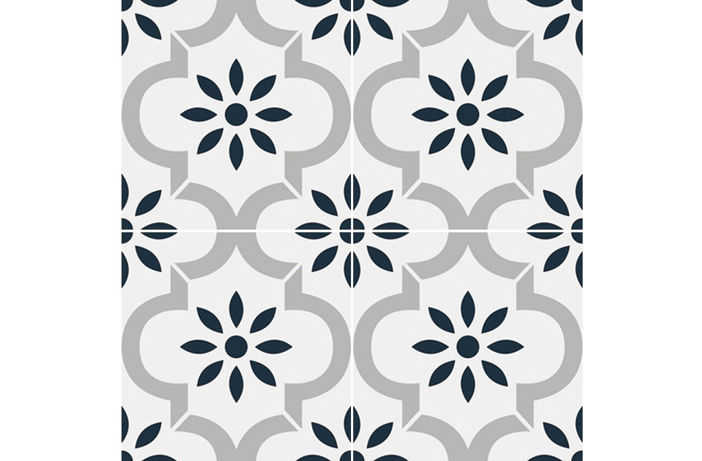 11 Sq Ft Box of Picasso Porcelain 8″ × 8″ Cement Look Tiles - Castillo Blue Gray