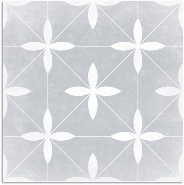 11 Sq Ft Box of Picasso Porcelain 8″ × 8″ Cement Look Tiles - Flores Grigio
