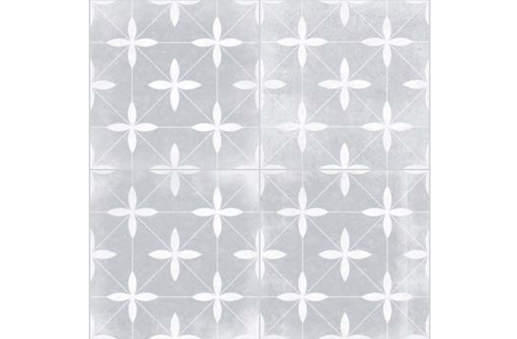 11 Sq Ft Box of Picasso Porcelain 8″ × 8″ Cement Look Tiles - Flores Grigio