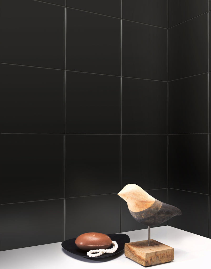 11 Sq Ft Box of Picasso Porcelain 8″ × 8″ Cement Look Tiles - Solid Black