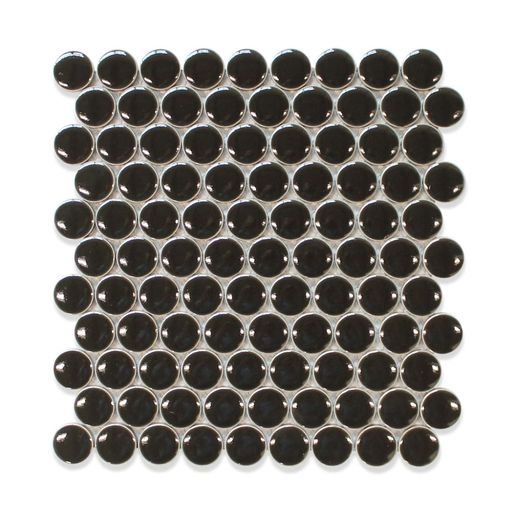 Queens 1" Penny Round Mosaic Tiles - Brown Seals