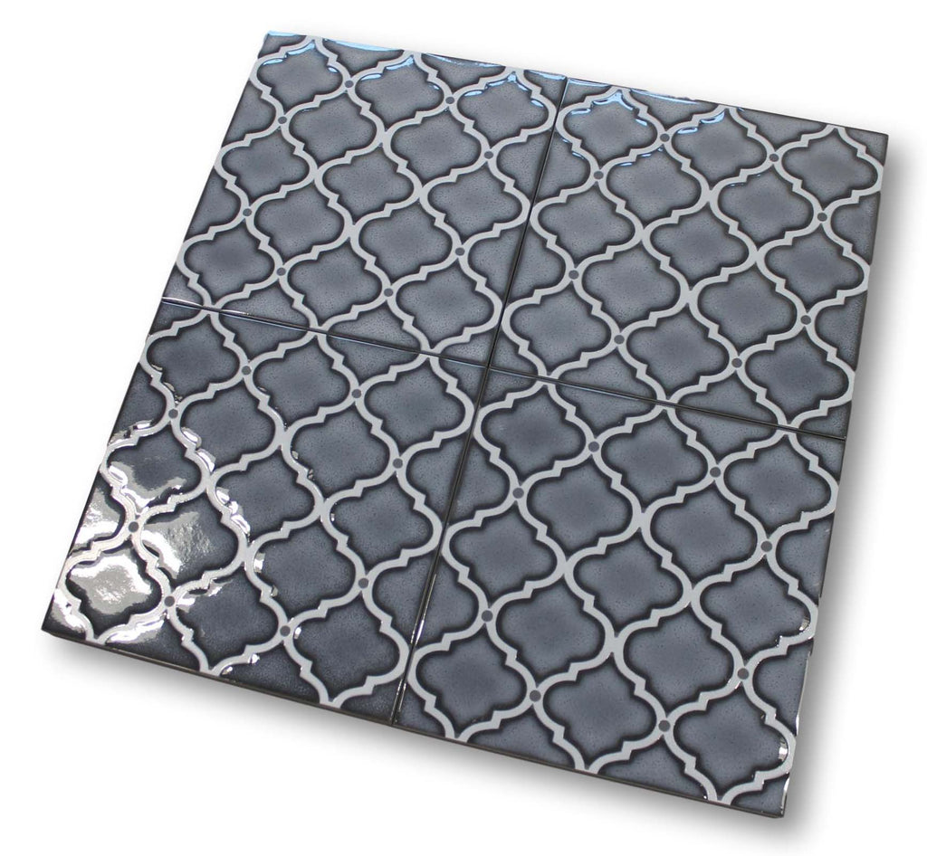 Riflessi Arabesque Hand Glazed Porcelain Tiles - Blu Notte