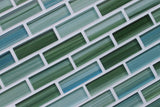 Rip Curl Green and Blue Hand Painted Glass Subway Mosaic Tiles - Rocky Point Tile - Glass and Mosaic Tile Store