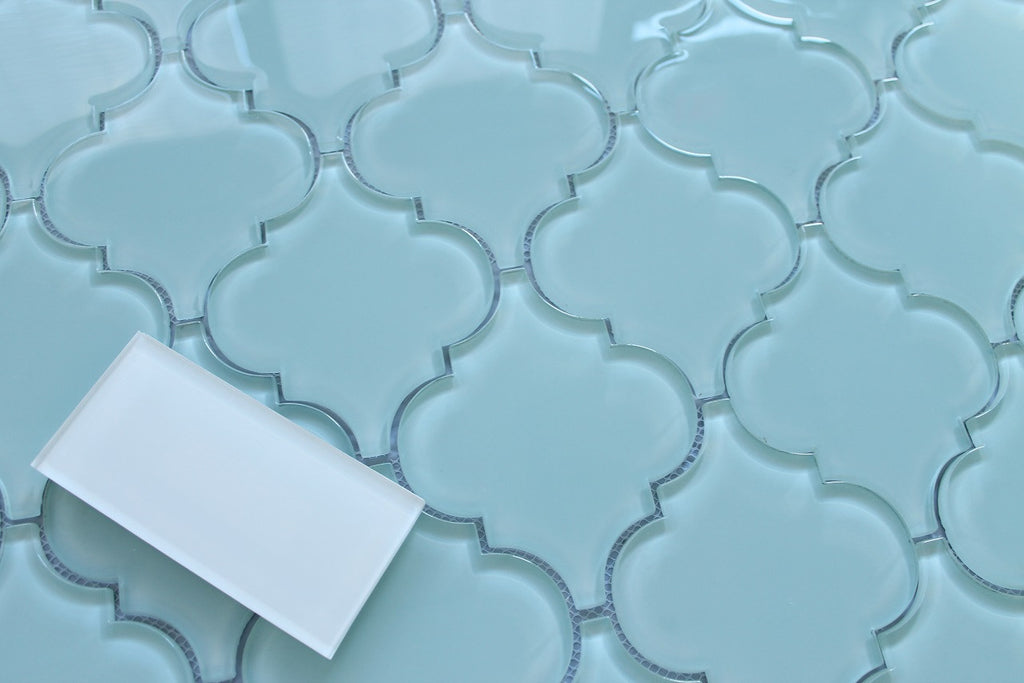 Seafoam Arabesque Glass Mosaic Tiles - Rocky Point Tile - Glass and Mosaic Tile Store