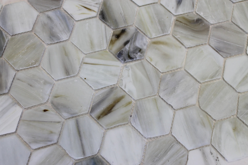 Sea Shell Recycled Hexagon Glass Mosaic Tile - Rocky Point Tile - Glass and Mosaic Tile Store