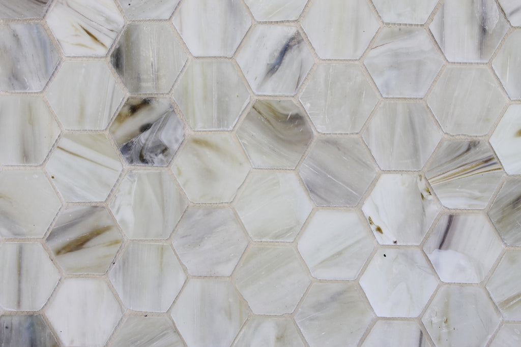 Sea Shell Recycled Hexagon Glass Mosaic Tile - Rocky Point Tile - Glass and Mosaic Tile Store