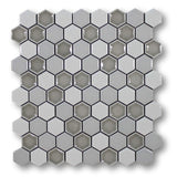Honeycomb Beveled Hexagon Porcelain Mosaic Tiles - Silver Ice