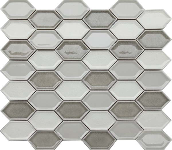 Honeycomb Beveled Picket Porcelain Mosaic Tiles - Silver Ice