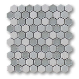 Honeycomb Beveled Hexagon Porcelain Mosaic Tiles - Sky Mist