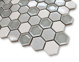 Honeycomb Beveled Hexagon Porcelain Mosaic Tiles - Sky Mist