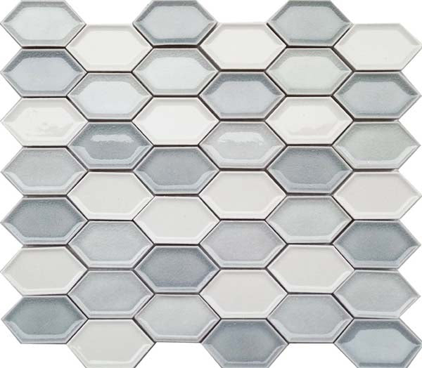Honeycomb Beveled Picket Porcelain Mosaic Tiles - Sky Mist