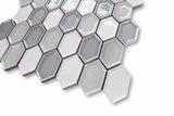 Honeycomb Beveled Picket Porcelain Mosaic Tiles - Sky Mist