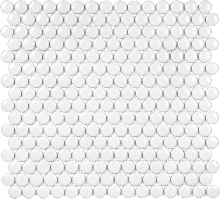 Glazed Porcelain Penny Round Mosaic Tiles - 3/4 Inch White - 10 Square Feet - Rocky Point Tile - Glass and Mosaic Tile Store