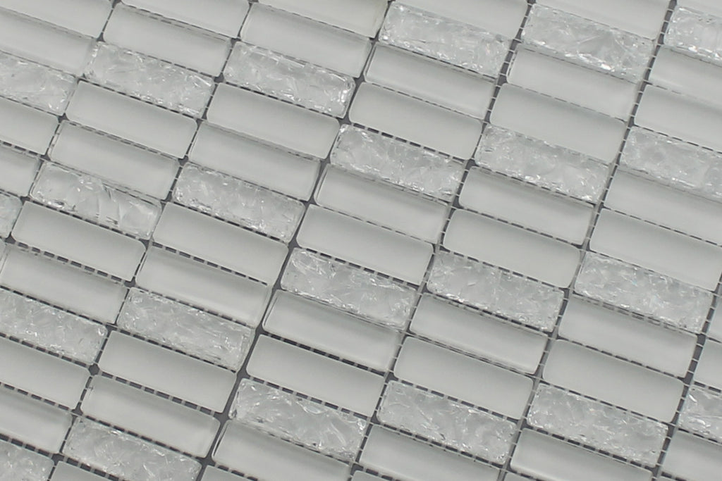 Sparkle White Glass Mosaic Subway Tiles - Rocky Point Tile - Glass and Mosaic Tile Store