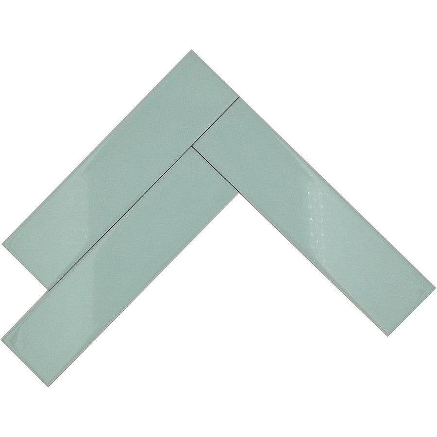 Light Blue Glossy Ceramic Subway Tiles - Spearmint
