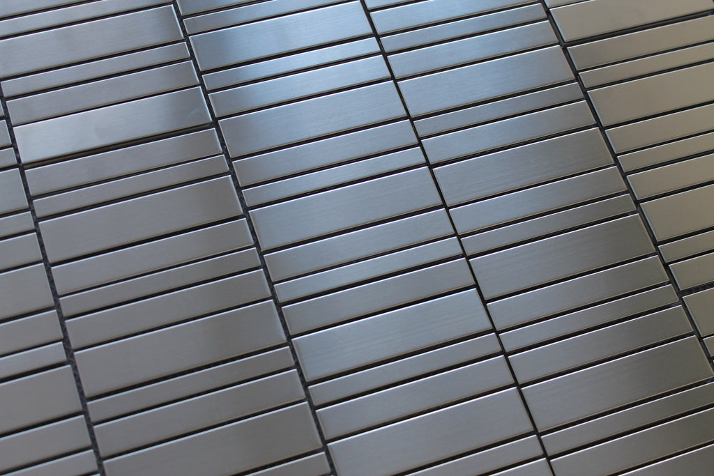 Stainless Steel Random Rows Mosaic Tiles - Rocky Point Tile - Glass and Mosaic Tile Store