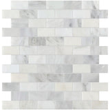 Studio Marble Polished 1" x 2" Mini Brick Mosaic Tiles - Bianco Macchiato