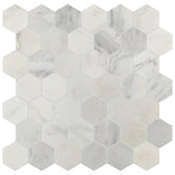 Studio Marble Polished 2" Hexagon Mosaic Tiles - Bianco Macchiato