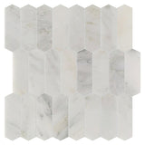Studio Marble Polished Medium Picket Mosaic Tiles - Bianco Macchiato
