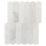 Studio Marble Polished Large Picket Mosaic Tiles - Bianco Macchiato