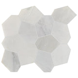 Studio Marble Polished Pentax Mosaic Tiles - Bianco Macchiato