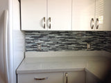 Tahoe Gray and White Linear Glass Mosaic Tile - Rocky Point Tile - Glass and Mosaic Tile Store