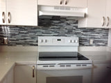 Tahoe Gray and White Linear Glass Mosaic Tile - Rocky Point Tile - Glass and Mosaic Tile Store