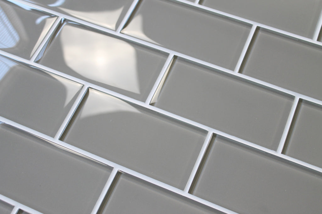 Taupe 3x6 Glass Subway Tiles - Rocky Point Tile - Glass and Mosaic Tile Store