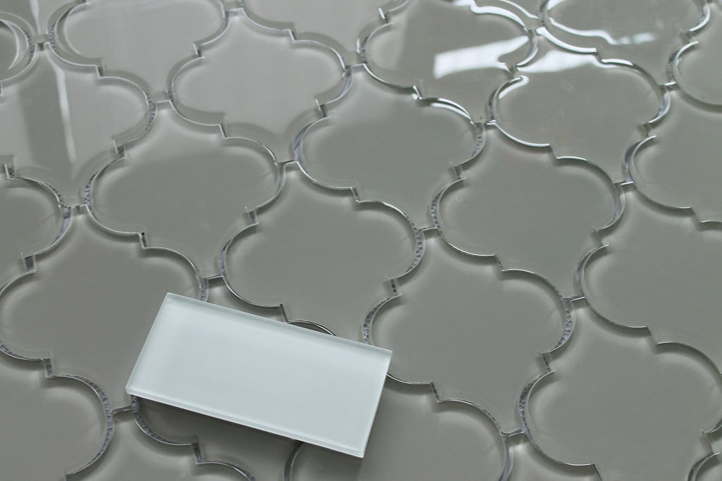Taupe Arabesque Glass Mosaic Tiles - Rocky Point Tile - Glass and Mosaic Tile Store