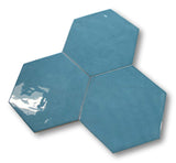 11 Sq Ft Boxes of Konzept Glazed Porcelain 7" x 8" Hexagon Tiles - Terra Indaco Glossy