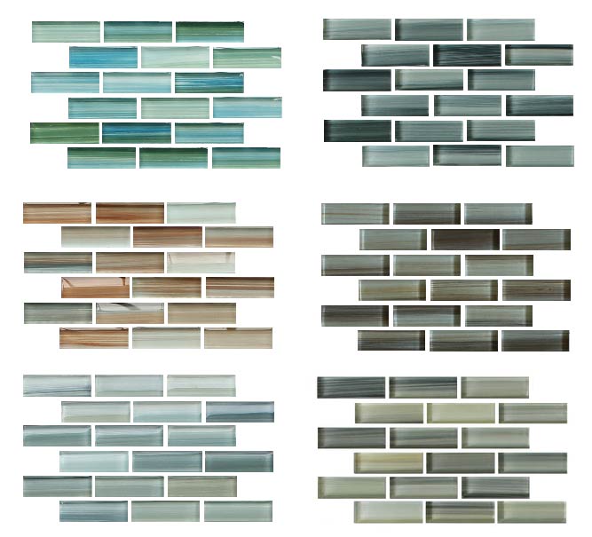 Hand Painted Glass Mosaic Subway Tiles Combo Pack