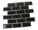 Victorian Beveled Black Gloss Mosaic Tile