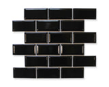 Victorian Beveled Black Gloss Mosaic Tile