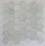 White Beach Glass Recycled Hexagon Mosaic Tile
