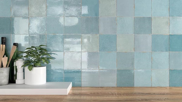 9 Sq Ft Boxes of Mestizaje Zellige 5 x 5 Ceramic Tiles - Aqua Decor