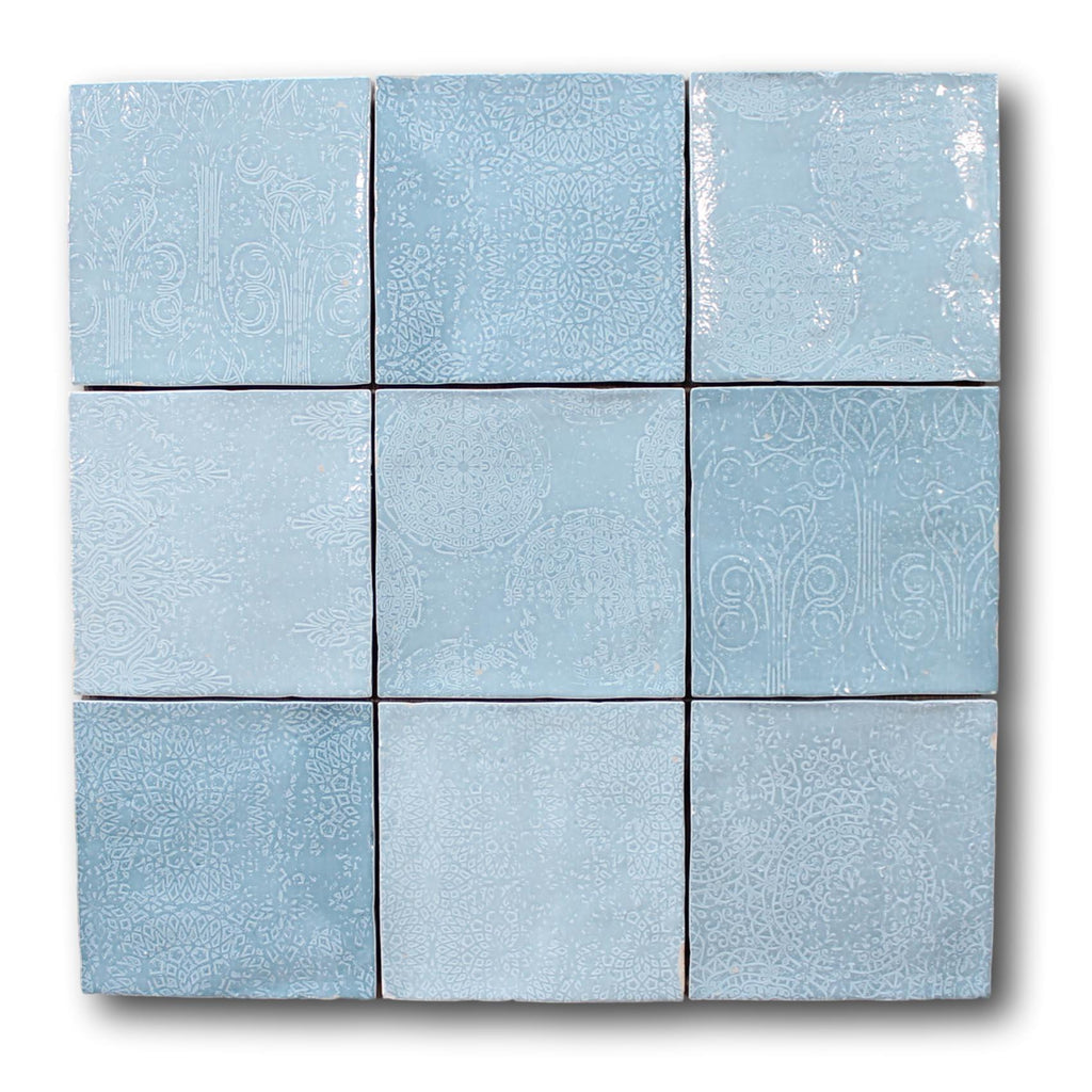 9 Sq Ft Boxes of Mestizaje Zellige 5 x 5 Ceramic Tiles - Aqua Decor