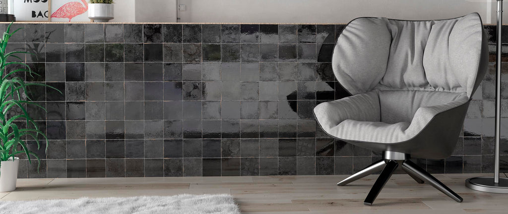 9 Sq Ft Boxes of Mestizaje Zellige 5 x 5 Ceramic Tiles - Graphite Decor