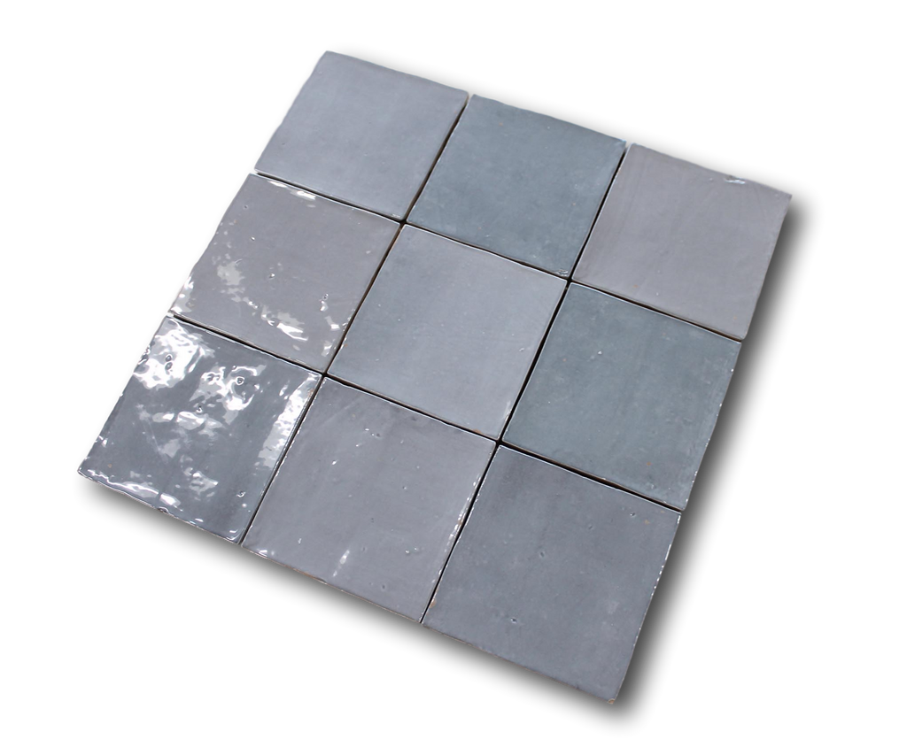 9 Sq Ft Boxes of Mestizaje Zellige 5 x 5 Ceramic Tiles - Gray