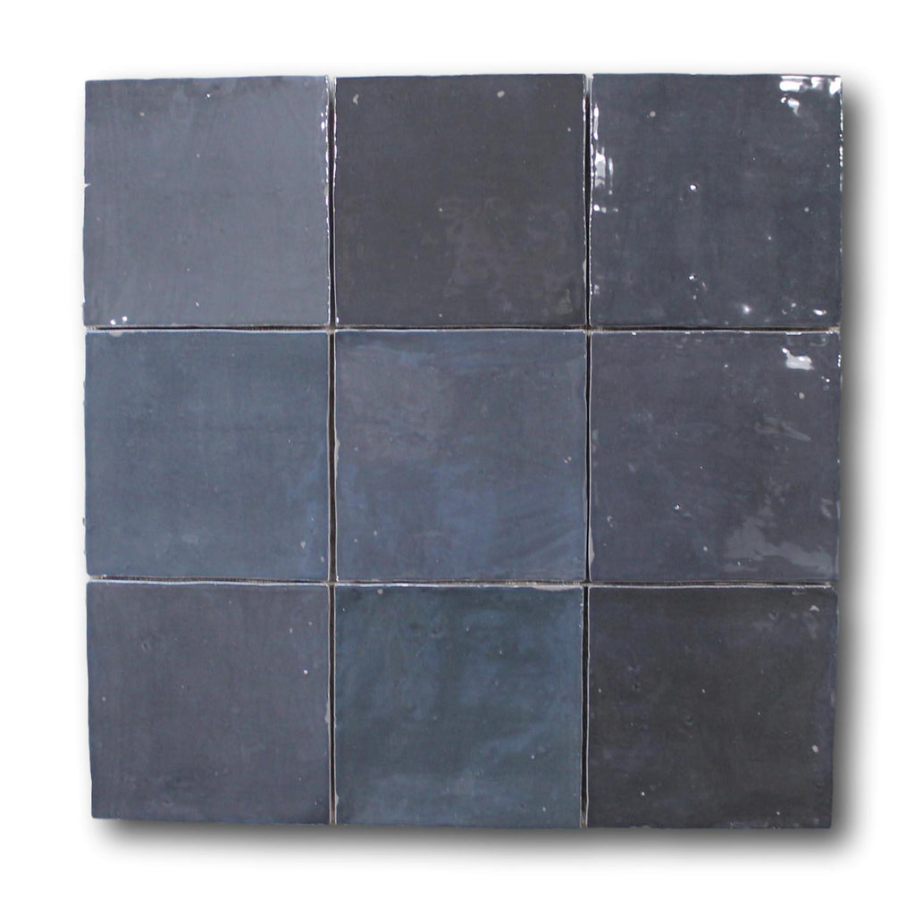 9 Sq Ft Boxes of Mestizaje Zellige 5 x 5 Ceramic Tiles - Graphite