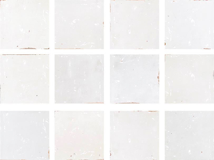 9 Sq Ft Boxes of Mestizaje Zellige 5 x 5 Ceramic Tiles - White Gloss